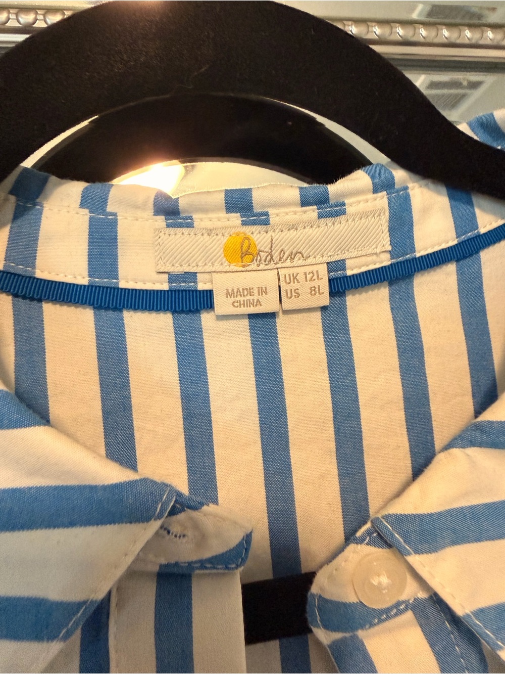 Boden Blue and White Striped Midi Shirt Dress with Tie Waist - Picture 2 of 3